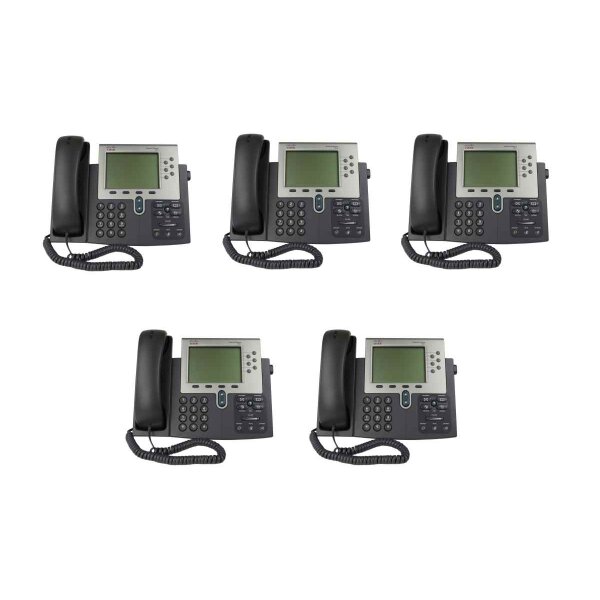 5x Cisco UC Phone CP-7961G IP VoIP Phone Gray Stand Handset